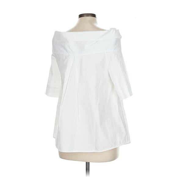 NWOT aspesi white off the shoulder 3/4 Sleeve Cotton Poplin 42 US 10 - Picture 3 of 5